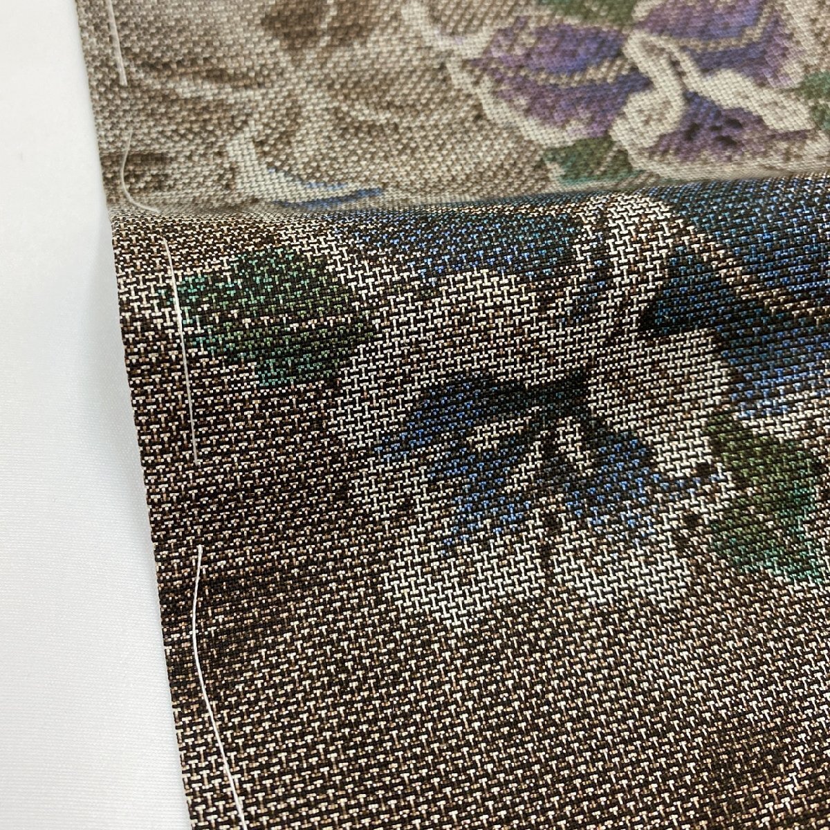 着物月花 純泥染 ９マルキ 品のある花 本場大島紬 未使用品 正絹 伝統工芸品 ki1290の画像7