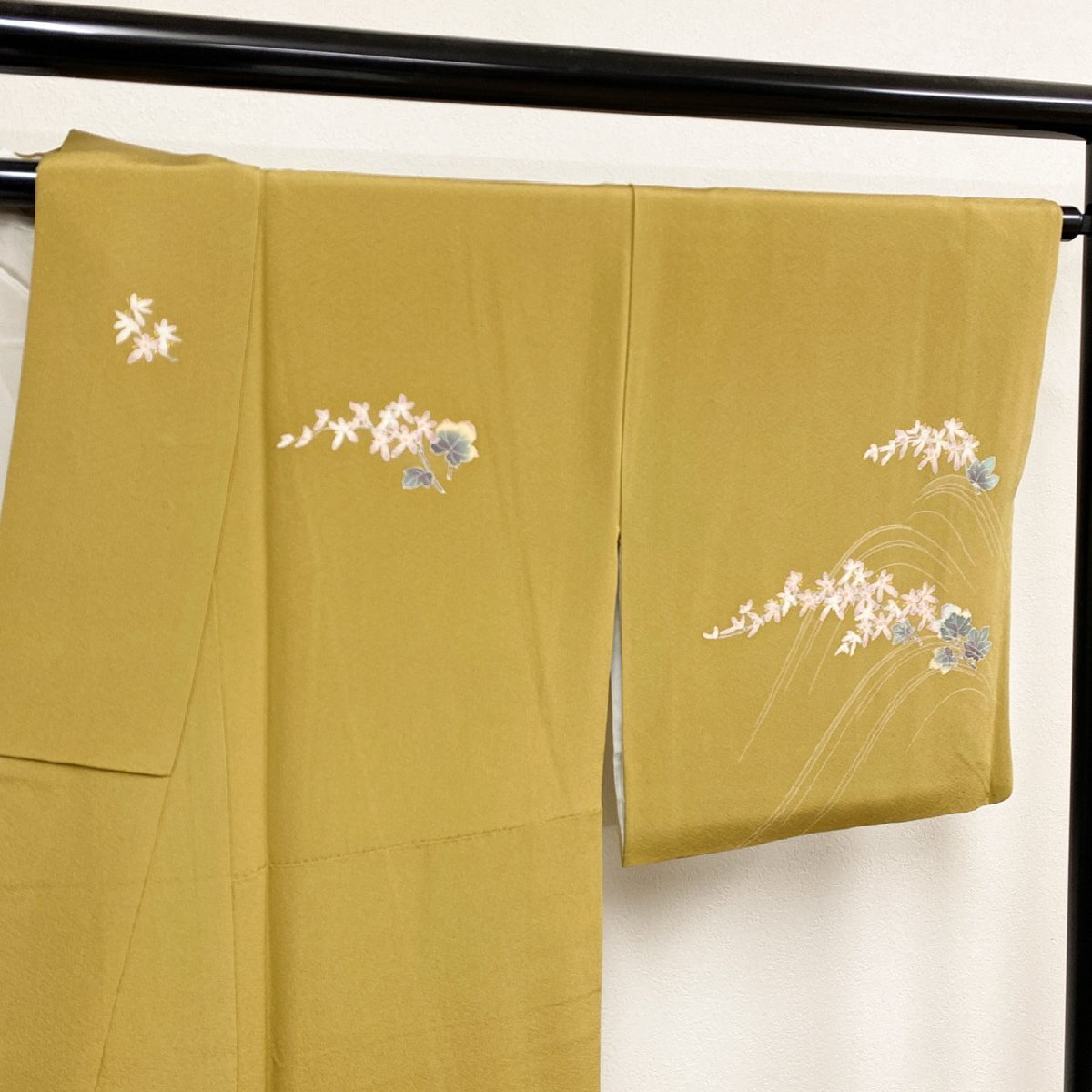 着物月花 作家物 手描き友禅 品のある花 訪問着 正絹 共八掛 一つ紋 縫紋 ki1336の画像6
