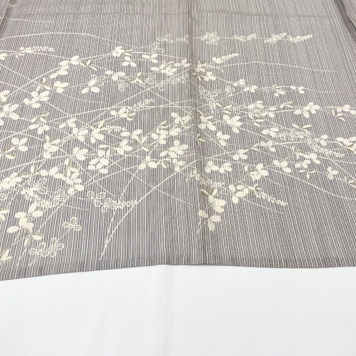 着物月花 刺繍 友禅 金彩 竪絽 コオロギ 夏訪問着 未使用品 正絹 夏着物 参考上代498,000円 tki202_画像9