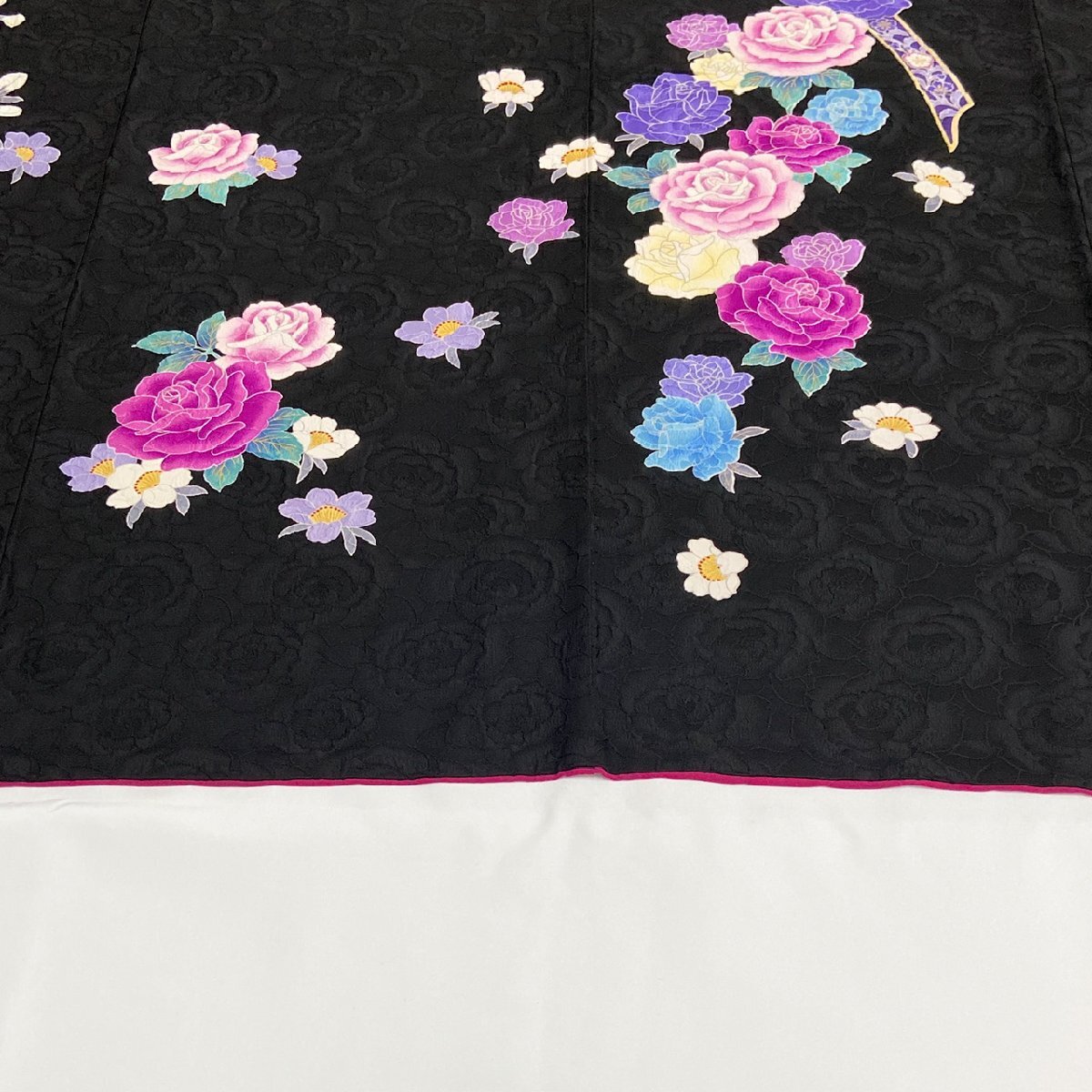  kimono month flower gold paint embroidery bokashi . possible .. rose long-sleeved kimono silk gold silver thread also ..ki1430