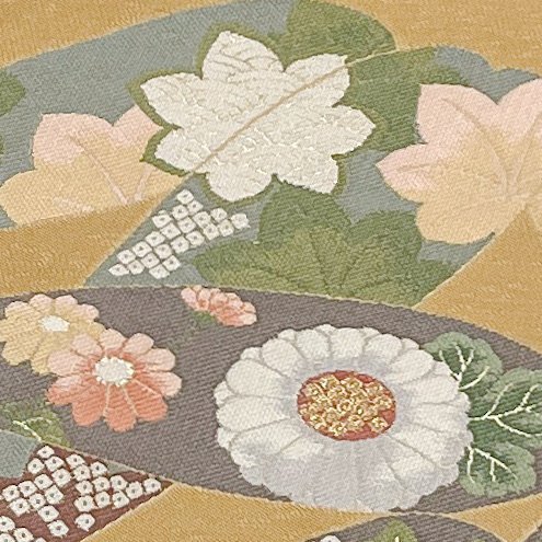 着物月花　品のある花　袋帯　六通柄　正絹　金糸　ob1446_画像4