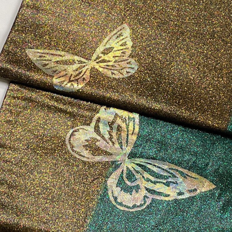 着物月花 引箔 蝶々 袋帯 六通柄 正絹 ob1463の画像5