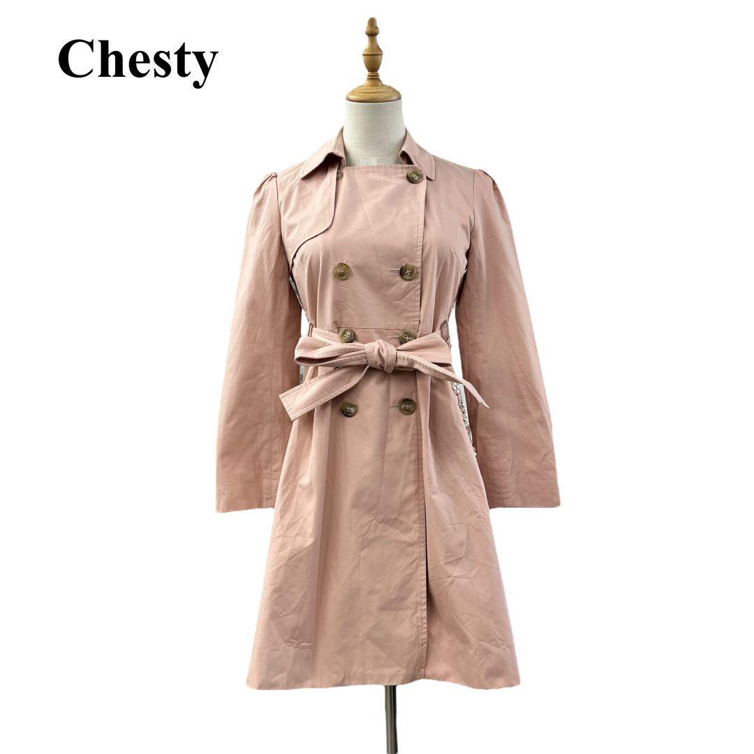 Chesty Chesty trench coat ribbon waist Mark biju- lady's 0 S size 