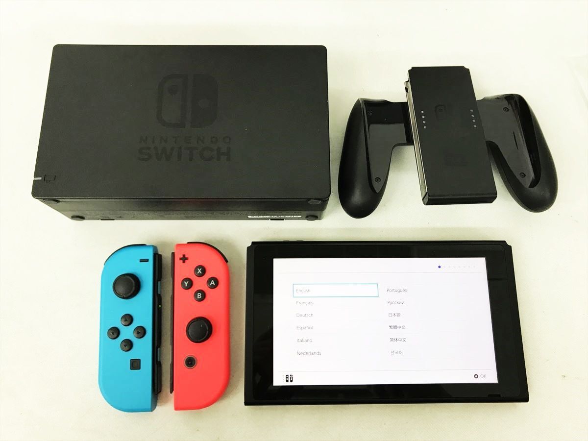 【1円】状態良 任天堂 新モデル Switch 本体 セット ネオンブルー/ネオンレッド スイッチ 動作確認済 新型 EC36-046jy/G4の画像3