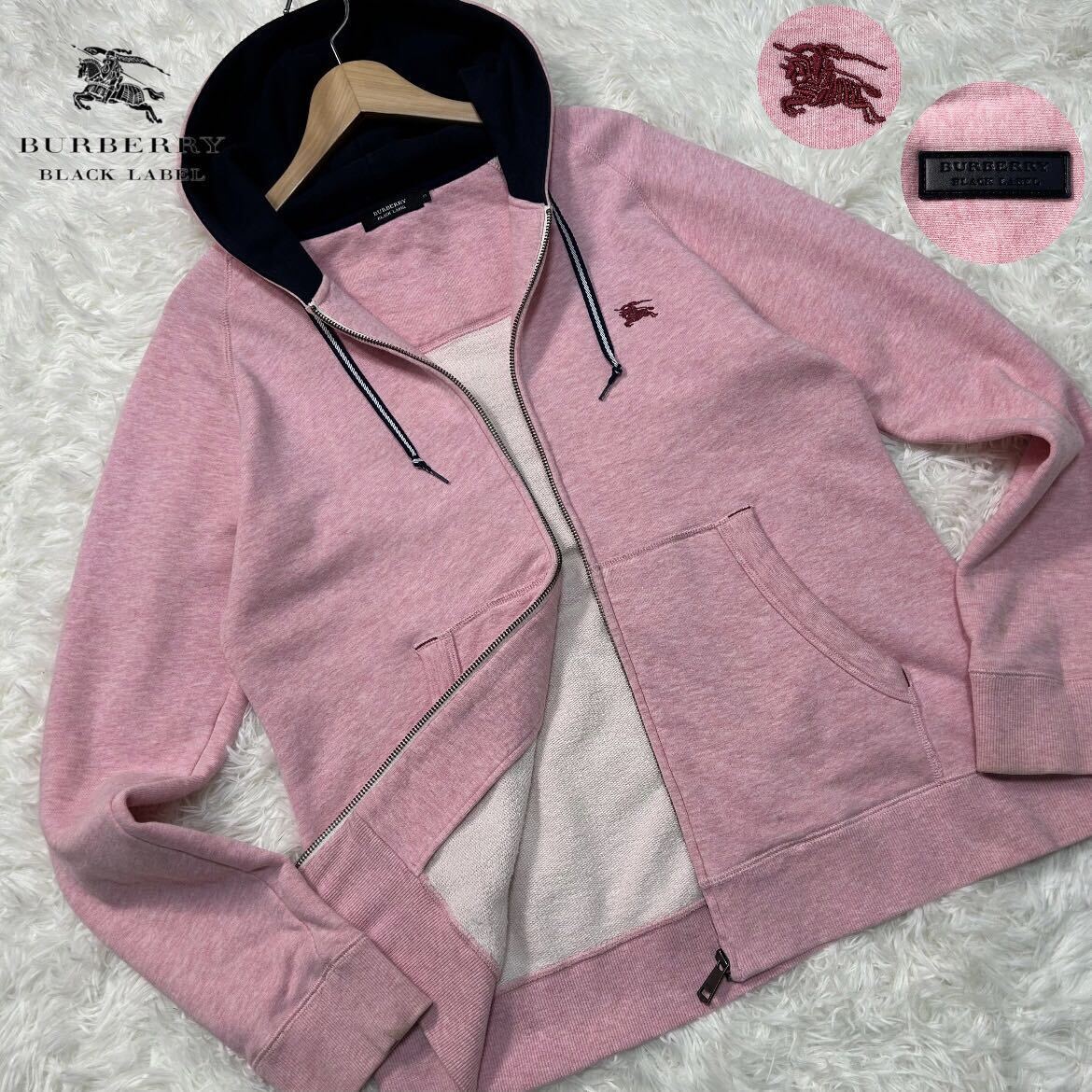  превосходный товар /L размер * Burberry Black Label шланг вышивка Zip Parker блузон жакет незначительный розовый кожа Logo BURBERRY BLACK LABEL