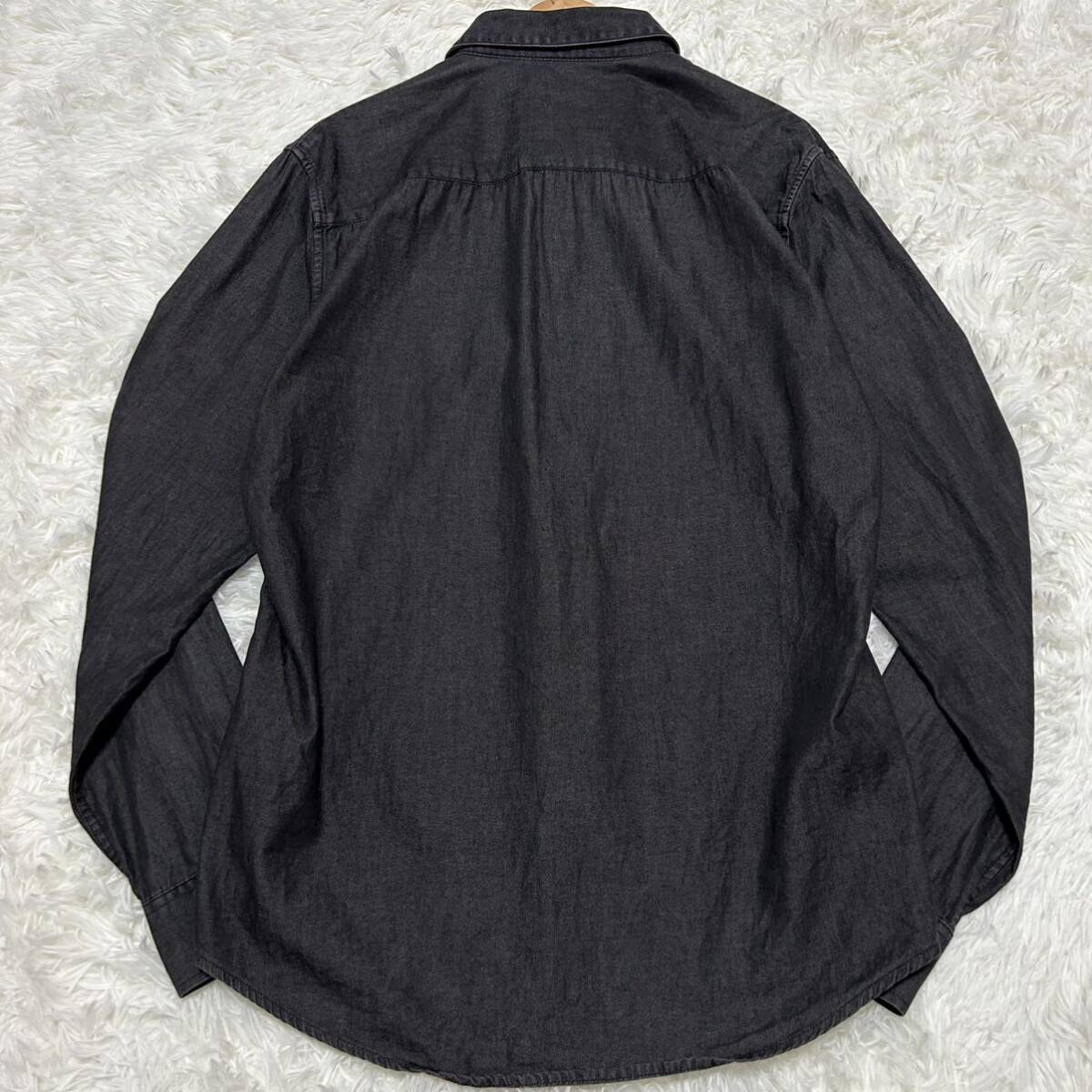  превосходный товар /XL соответствует * Armani Exchange Denim рубашка с длинным рукавом AX patch Logo черный чёрный серия жакет весна лето мужской ARMANI EXCHANGE