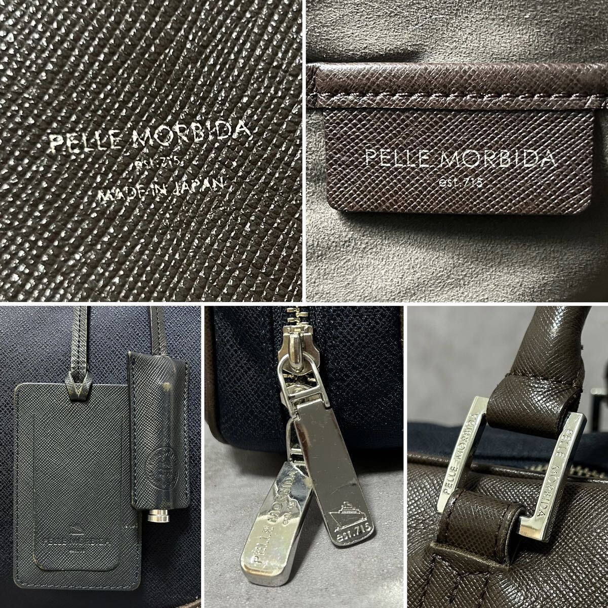  beautiful goods /2.*PELLE MORBIDAperemo ruby dakyapita-no business bag briefcase multifunction A4 possible high capacity nylon leather original leather navy 