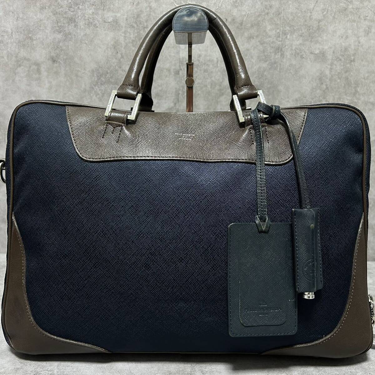  beautiful goods /2.*PELLE MORBIDAperemo ruby dakyapita-no business bag briefcase multifunction A4 possible high capacity nylon leather original leather navy 