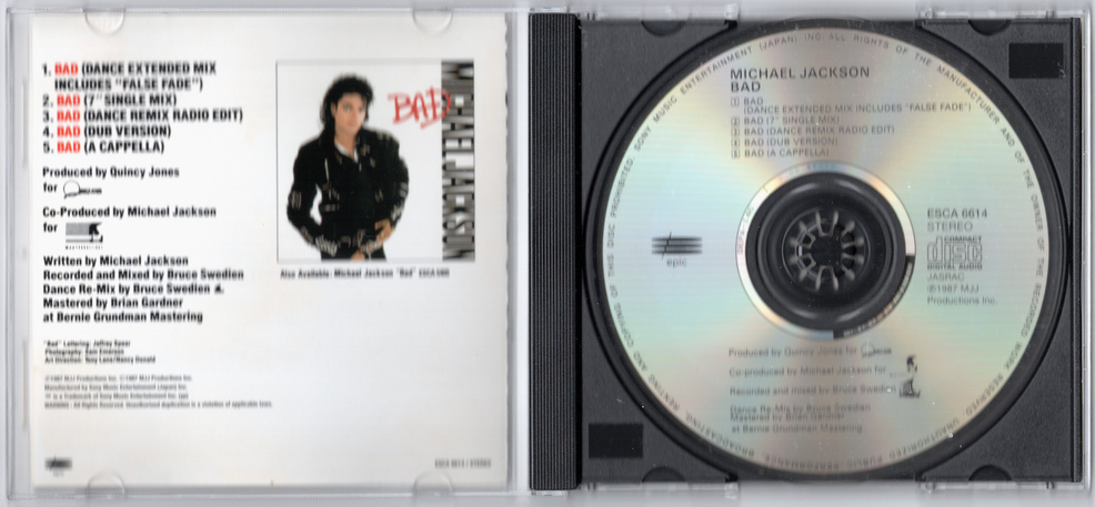 未配信 CDシングル Michael Jackson(マイケル ジャクソン) BAD（5 スペシャル リミックス エディション） Quincy Jones Stevie Wonder の画像5