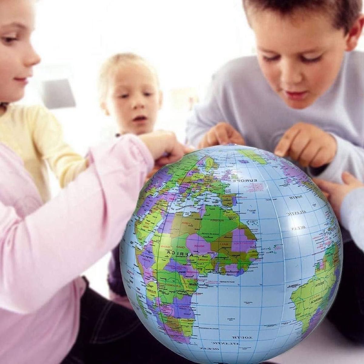 【匿名配送！】地球儀 ビーチボール 遊びながら学べる 世界地図 教育 ビニール 知育 英語 子供 キッズ