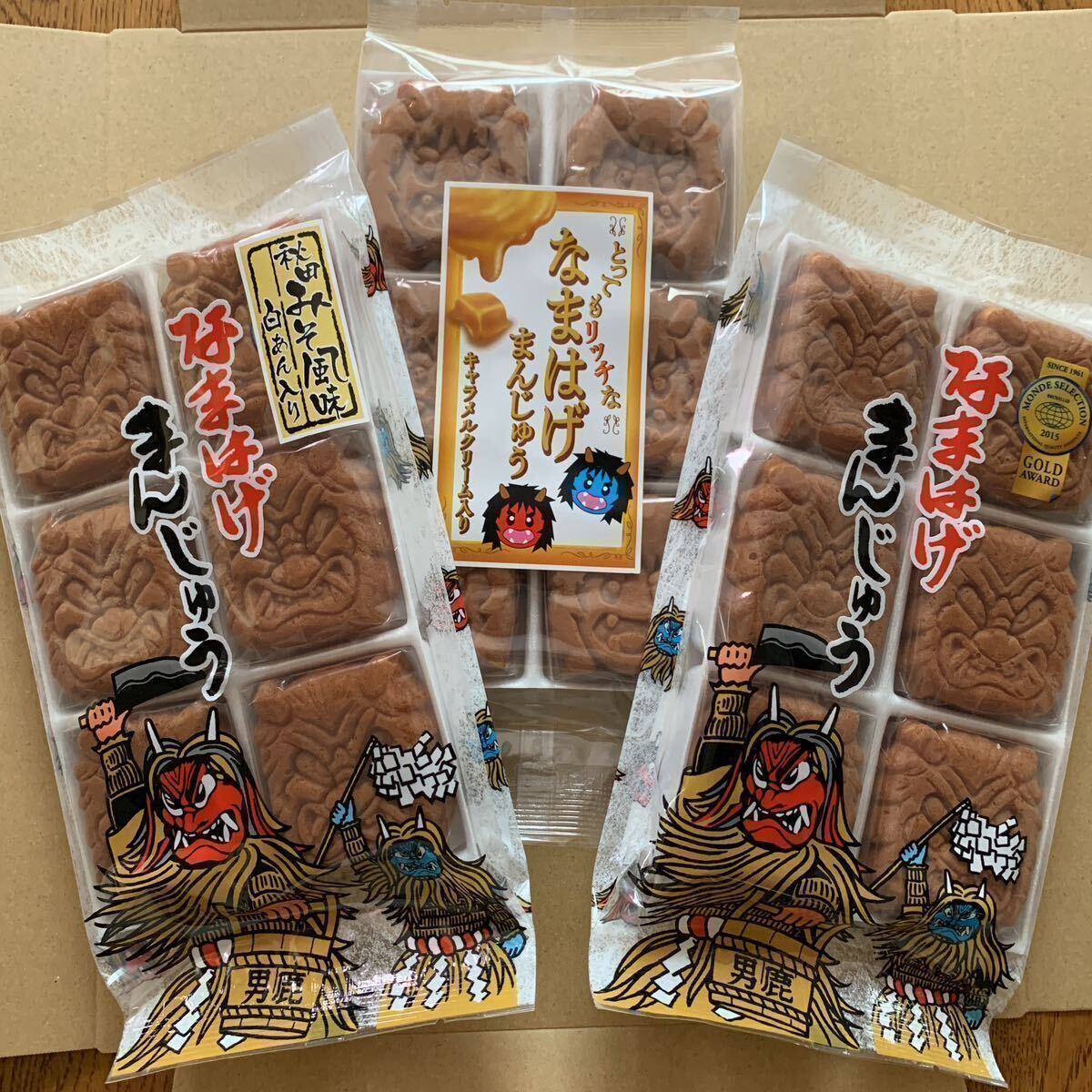 フジタ製菓　なまはげ饅頭　お菓子　こしあん入り饅頭　キャラメルクリーム入り饅頭　白あん入り饅頭　生菓子組み合わせ　駄菓子　焼菓子_画像1