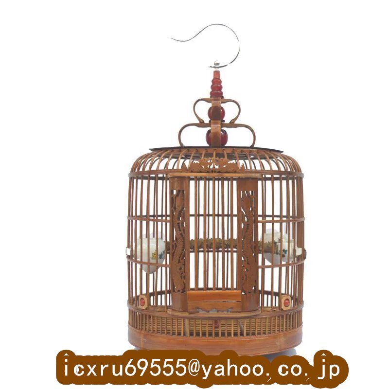 鳥かご 木彫り 彫刻 竹製 竹細工 アンティーク 木製 鳥籠 工芸品 龍_画像3