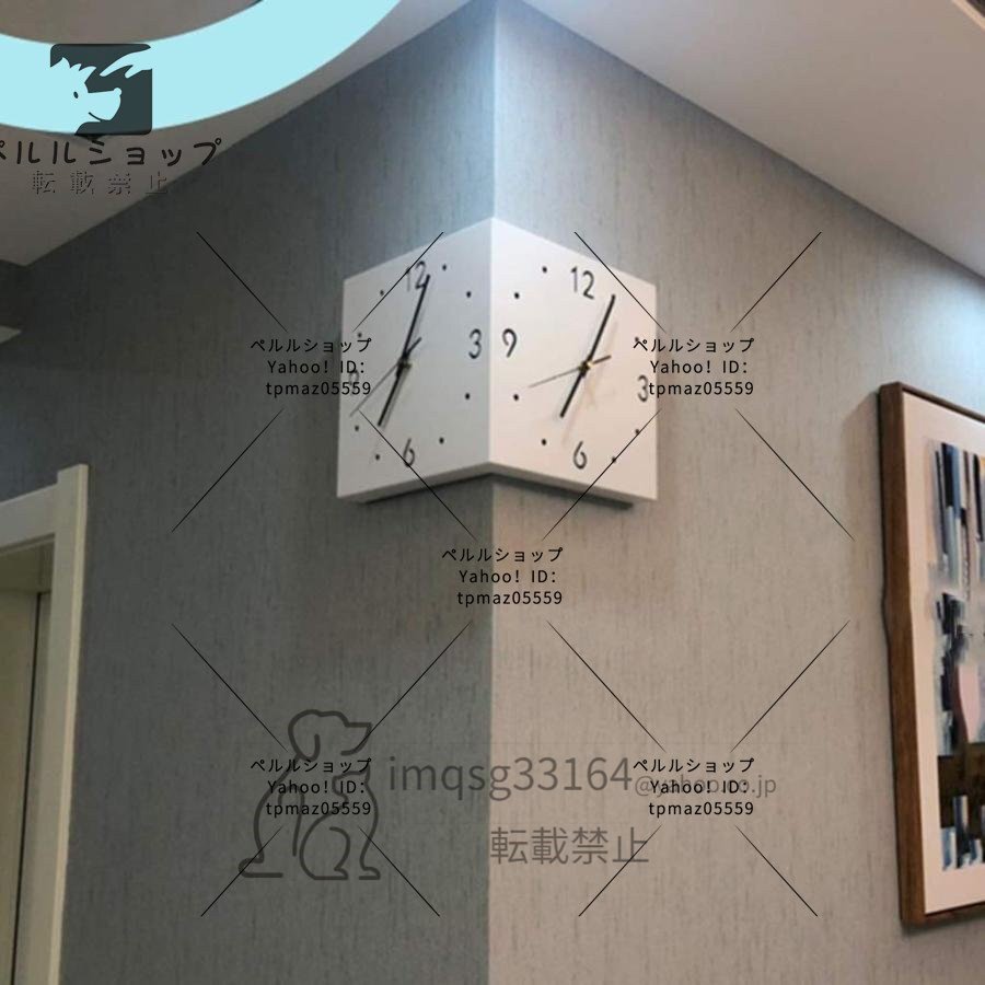 モダンなリビングルーム大きな壁時計、 両面コーナーサイレントクォーツ壁掛け時計、 ホームクリエイティブデコレーション振り子時計_画像1