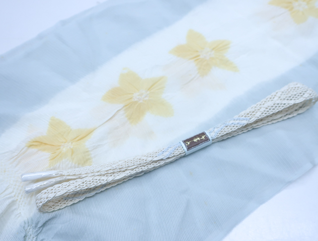 { Kyoto one shining .}[ kimono ] kimono small articles obi age obi shime set summer thing . flat collection aperture stop flower writing pretty 24W-2287