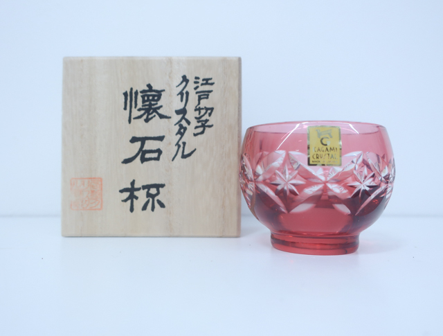 《京都一輝堂》【工芸品】 カガミクリスタル 江戸切子 懐石杯 24W-2328の画像1