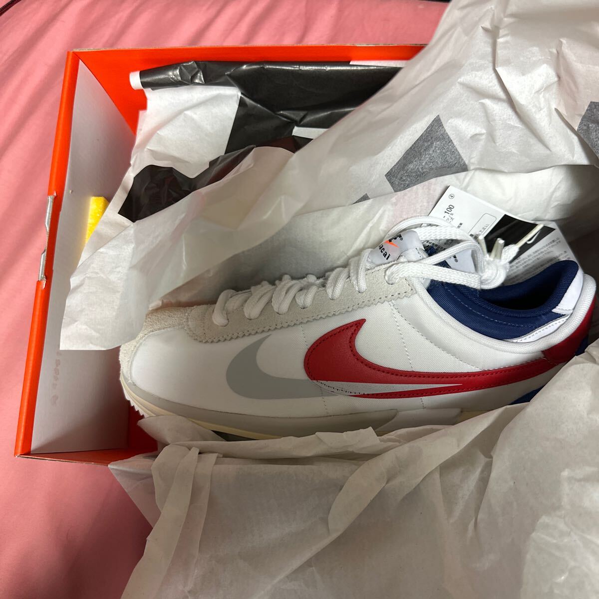 新品SACAI × NIKE ZOOM CORTEZ WHITE AND UNIVERSITY RED 29cmの画像2