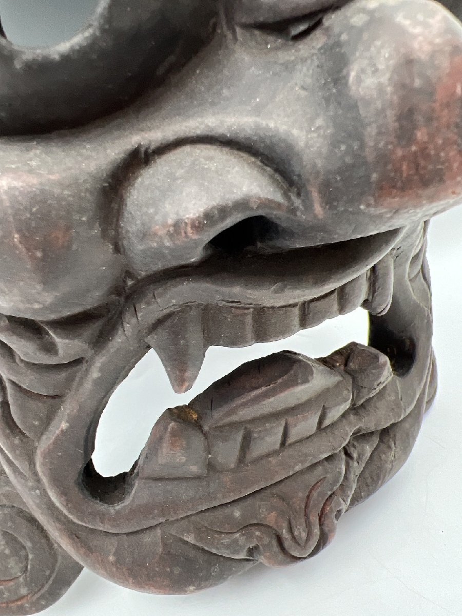 時代物 仏教美術 チベット密教 マハーカーラ 木彫面 仮面 彫刻 現状 コレクター様放出品③【AA050】の画像5