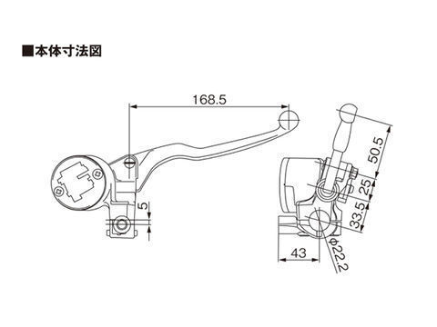 NISSIN レトロ調丸型一体タンク ブレーキマスターシリンダー (14ｍｍ) ブラック/バフ [Z1 900 SuperFour/Z2 750RS/ゼファーχ/Z400FX]_画像3