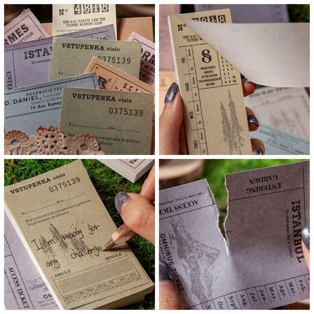 [196] ( god .. inspection ) ticket manner memo pad ko Large . material paper thing notebook 8 kind memory pad Vintage retro Junk journal ... dividing 