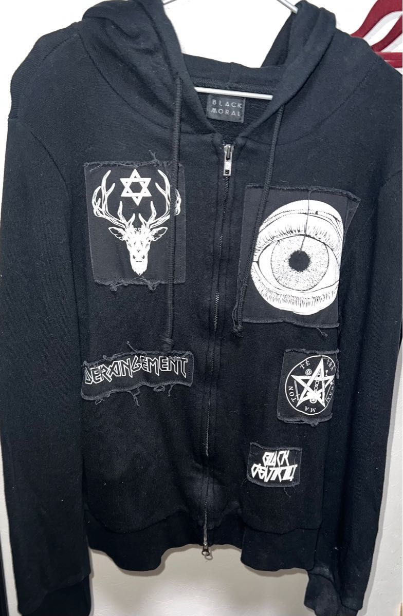 the GazettE THRASHER コラボ BLACK MORAL フーディ パーカー the GazettE THRASHER コラボ BLACK MORAL フーディ パーカー
