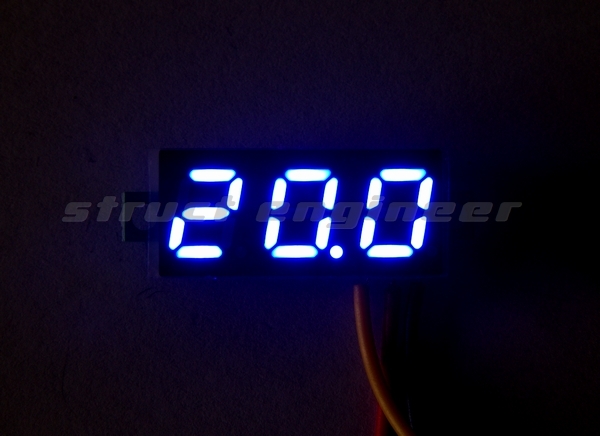 ★ 送料無料 ★ ミニ デジタル 電圧計 （ 青 ） 0～30V LED メーター 24V 12V 車 ブルーの画像3