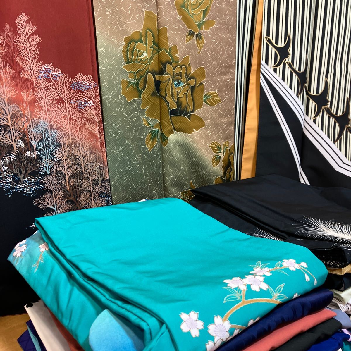  one right ..No821 visit wear 22 sheets large amount set sale large liquidation Kyouyuuzen stylish ... kimono beautiful goods great number tsukesage attaching under .. kimono 
