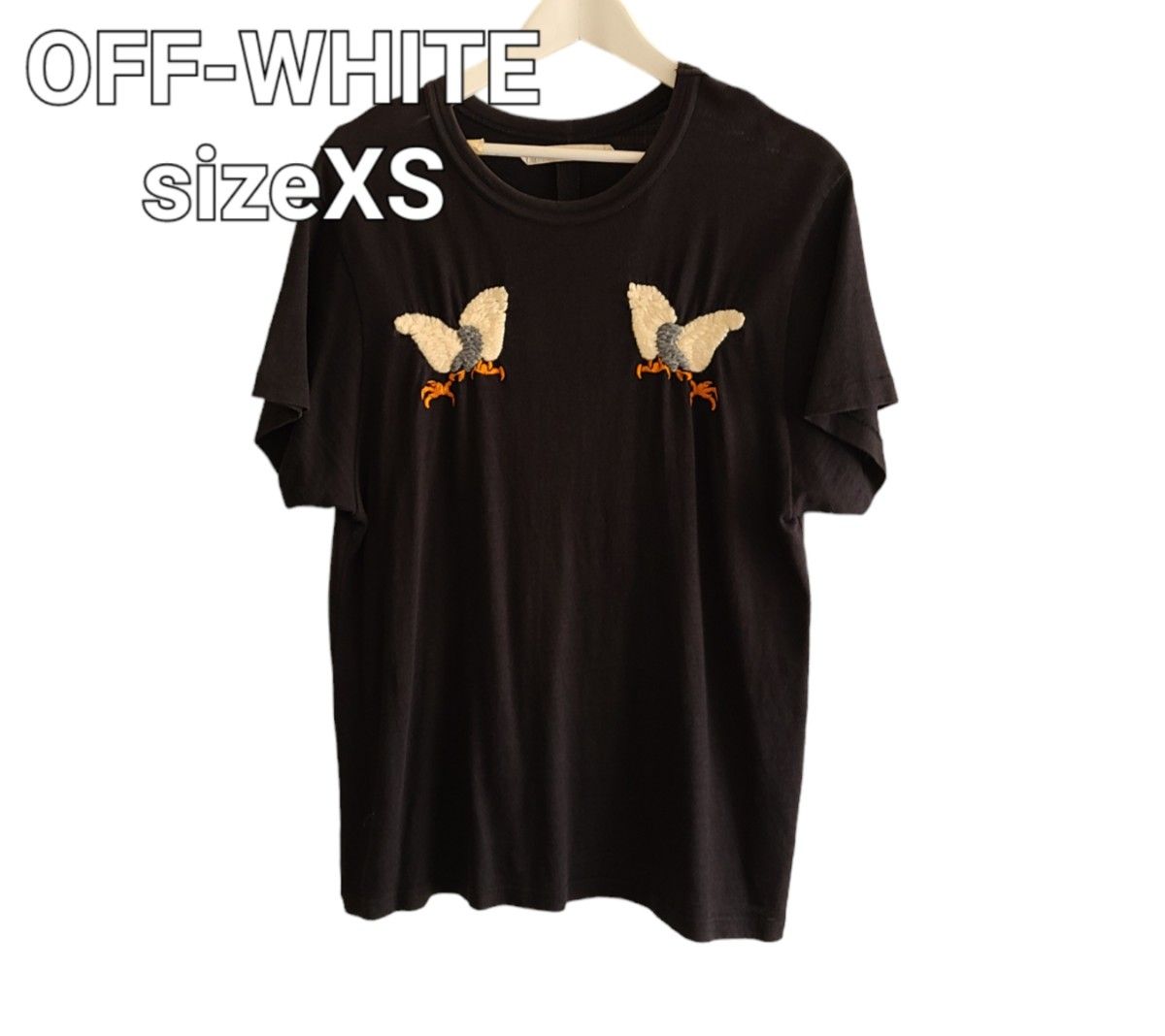 Off-white オフホワイトイーグルフロント刺繍Tシャツブラック Off-white オフホワイトイーグルフロント刺繍Tシャツブラック