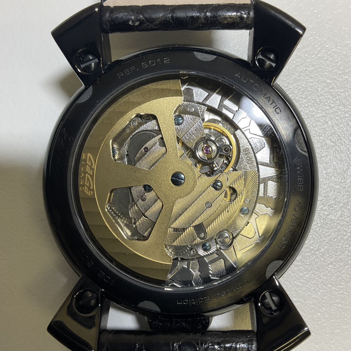 営MK34-60Y GaGa MIRANOガガミラノ BIONICSKULL バイオニックスカル メンズ腕時計 48mm 6012 オールブラック 時計 不動品_画像5