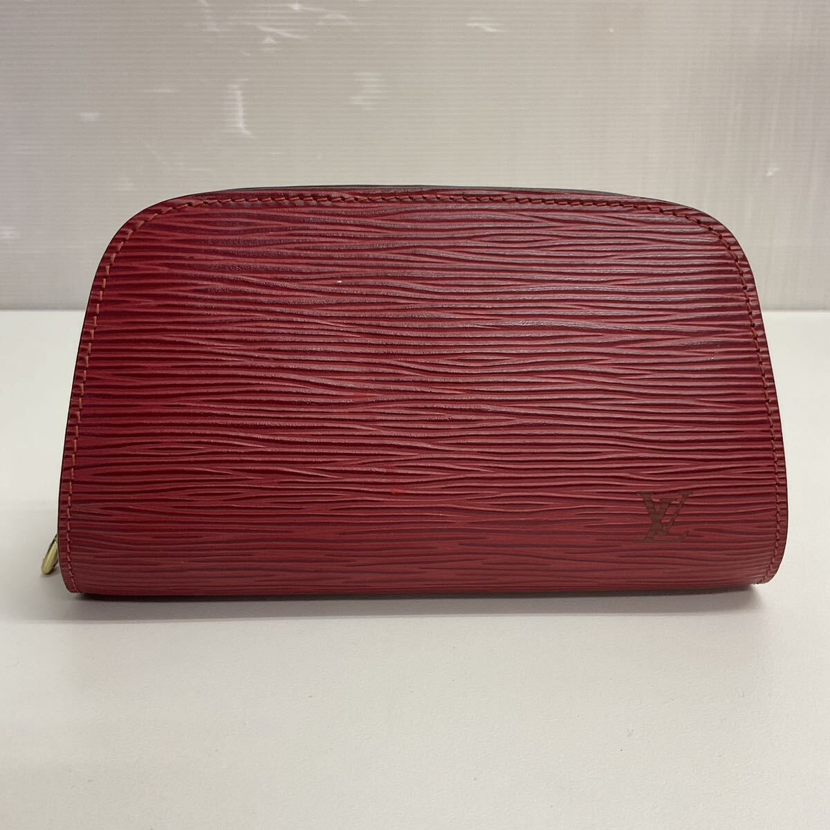 営MK38-60Y LOUIS VUITTON ルイヴィトン エピ ドーフィーヌPM ポーチ 小物入れ レッド シリアルナンバーSP0011 W約17cm H約9cm D約6.5cmの画像1