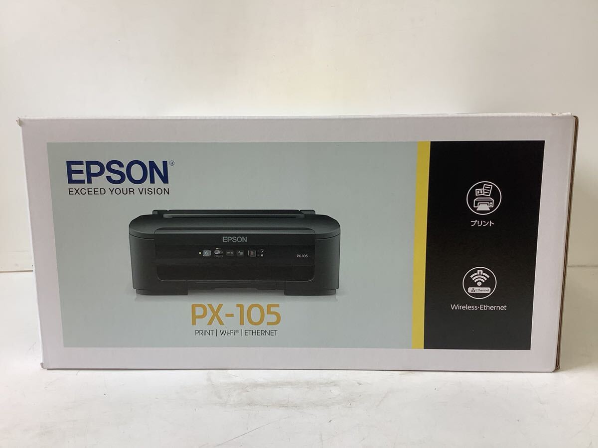 ○営HM041-A6下S100【埼玉発】EPSON PX-105 プリンター A4 インクジェット　無線LAN WI-FI 未開封品　エプソン 2012年発売_画像1