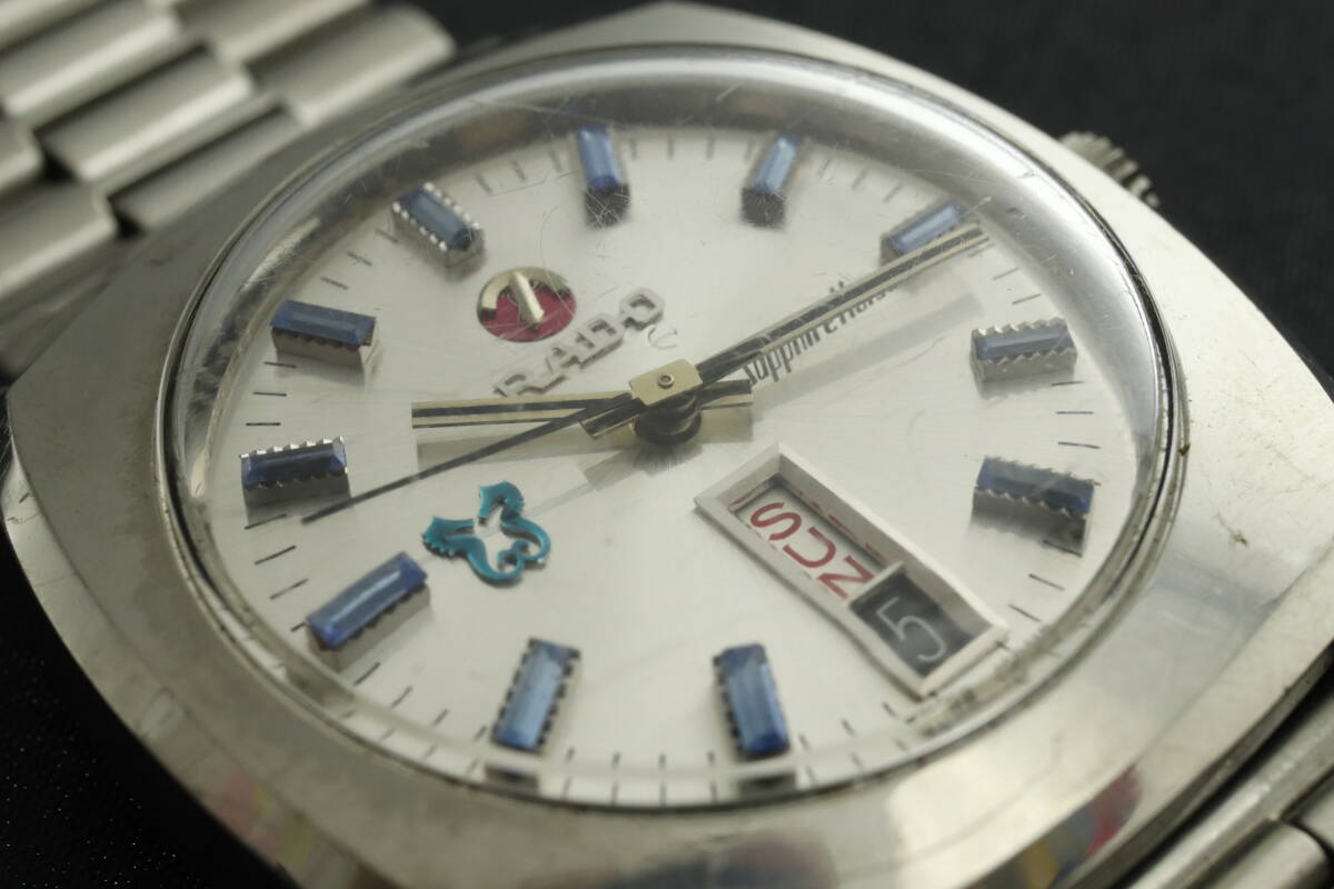 VMPD6-35-44 RADO ラドー 腕時計 12102 サファイアホース ラウンド デイデイト 自動巻き 約92g メンズ シルバー 動作品 中古の画像9