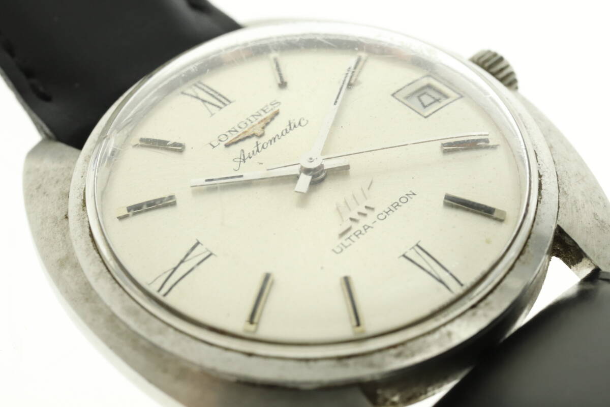 LVSP6-4-65 7T044-35 LONGINES ロンジン 腕時計 ウルトラクロン デイト ラウンド 自動巻き 約38g メンズ シルバー 動作品 中古