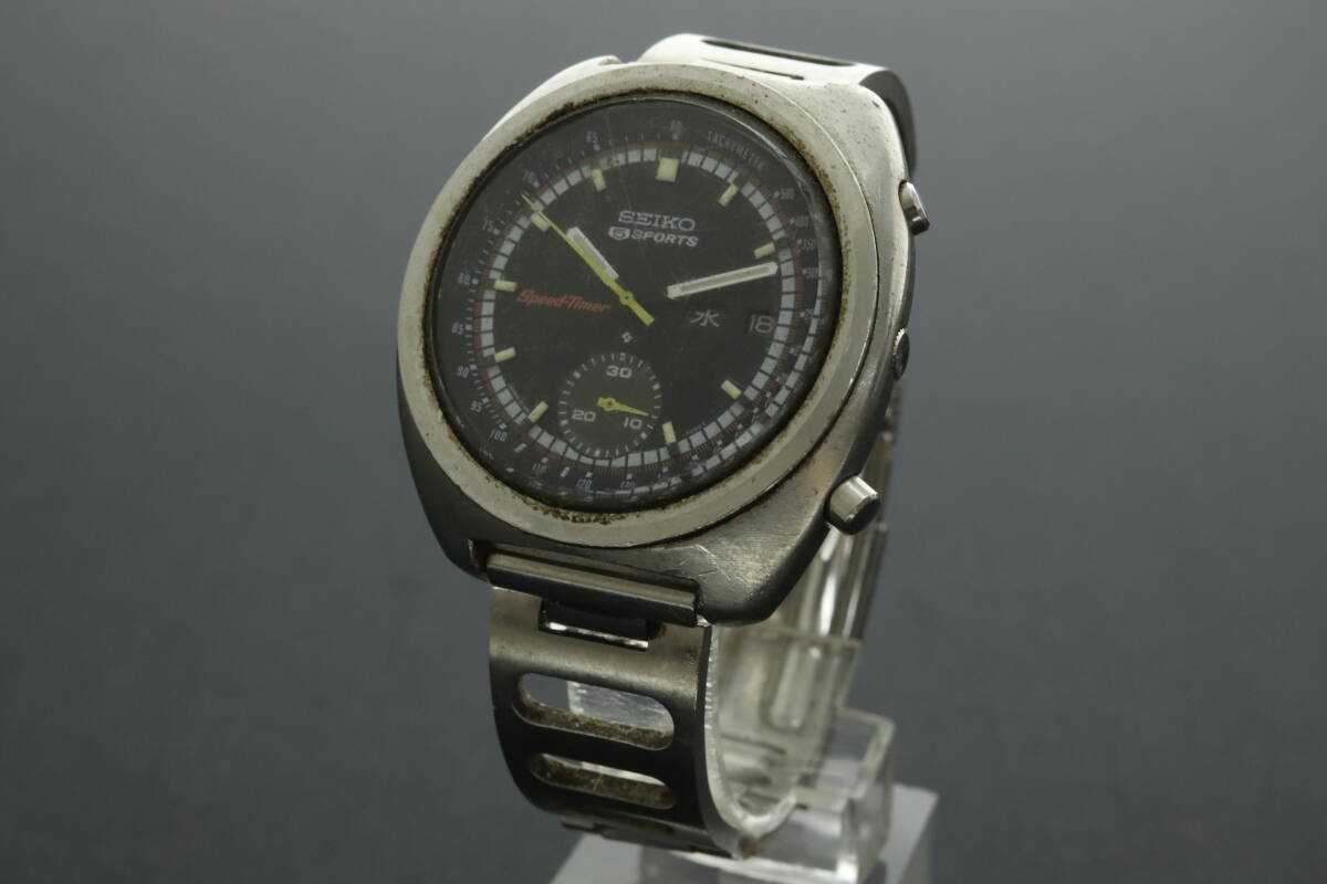 LVSP6-4-73 7T044-43 SEIKO セイコー 腕時計 6139-7012 ファイブスポーツ スピードタイマー 自動巻き 約106g メンズ シルバー ジャンクの画像2