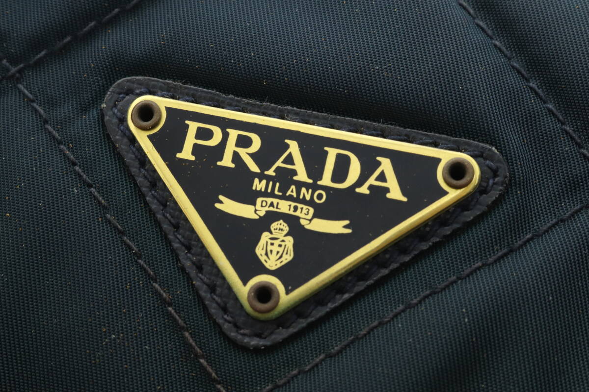 VMPD6-44-54 PRADA プラダ ワンショルダーバッグ チェーン フラップ ナイロン 三角ロゴ レディース ネイビー ゴールド金具 ジャンクの画像9