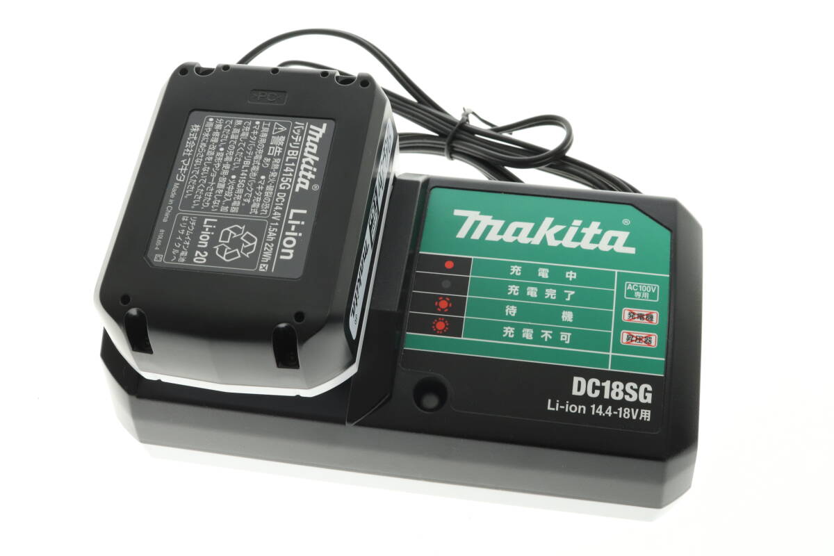VMPD6-415-3 makita マキタ 充電器 DC18SG U バッテリー BL1415G Li-ion インパクトドライバー バッテリ 2点セット まとめ売り 動作品 中古の画像1