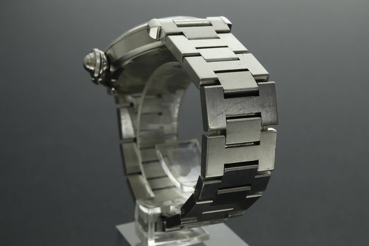 LVSP6-4-31 7T044-1 Cartier カルティエ 腕時計 2475 パシャC ビッグデイト 自動巻き 約106g メンズ シルバー 付属品付き 動作品 中古_画像3