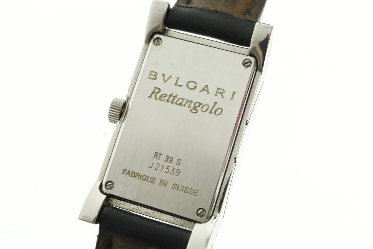 LVSP6-4-32 7T044-2 BVLGARI ブルガリ 腕時計 RT39S レッタンロゴ クォーツ 約30g レディース シルバー 付属品付き ジャンク_画像6