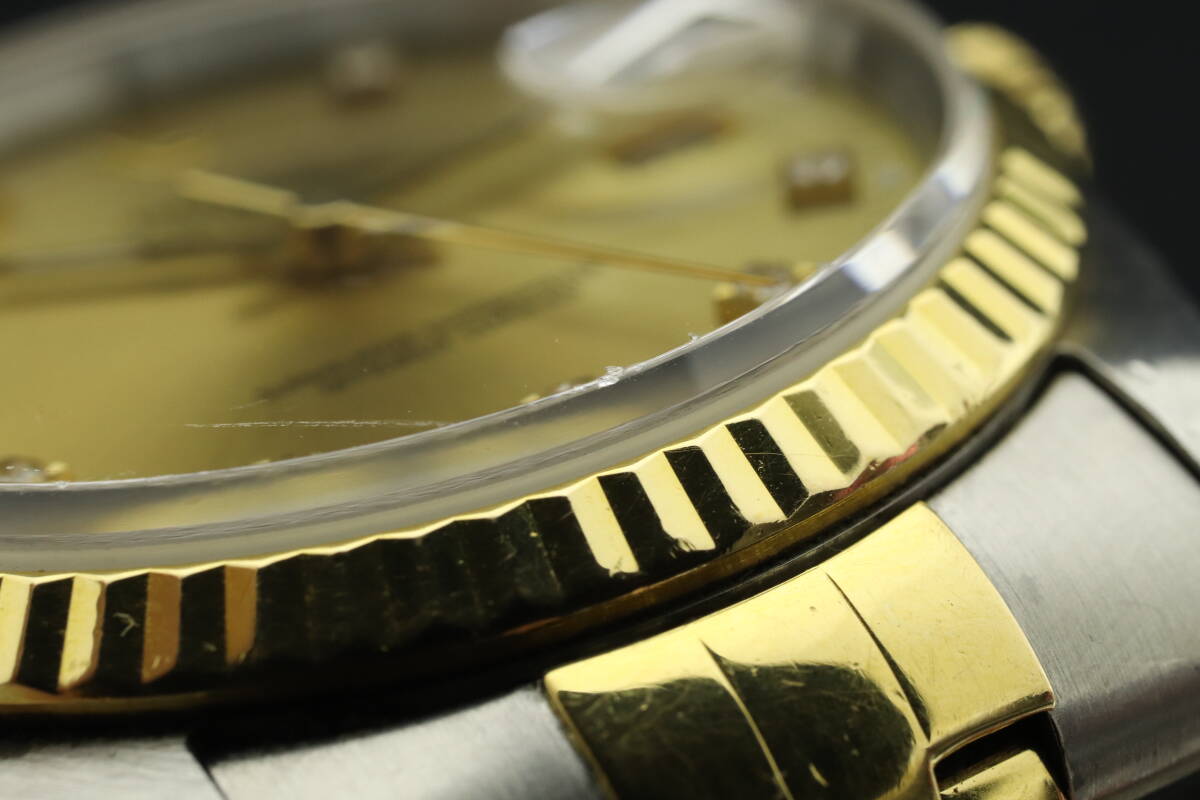 LVSP6-4-58 7T044-28 ROLEX ロレックス 腕時計 16233 オイスターパーペチュアル デイトジャスト 10Pダイヤ X番 約104g メンズ コンビ 中古の画像7