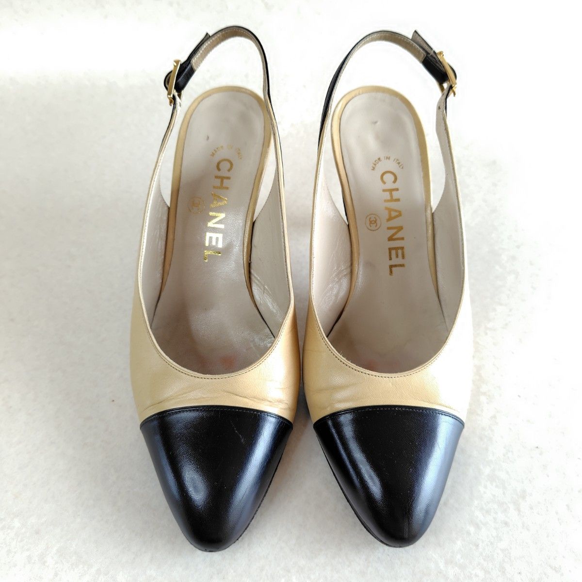 CHANEL シャネル パンプス 21 5cm スリングバック バイカラー CHANEL シャネル パンプス 21 5cm スリングバック バイカラー