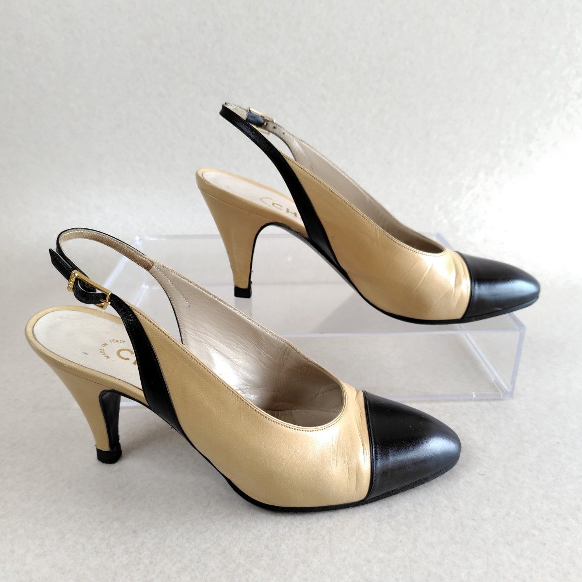 CHANEL シャネル パンプス 21 5cm スリングバック バイカラー CHANEL シャネル パンプス 21 5cm スリングバック バイカラー