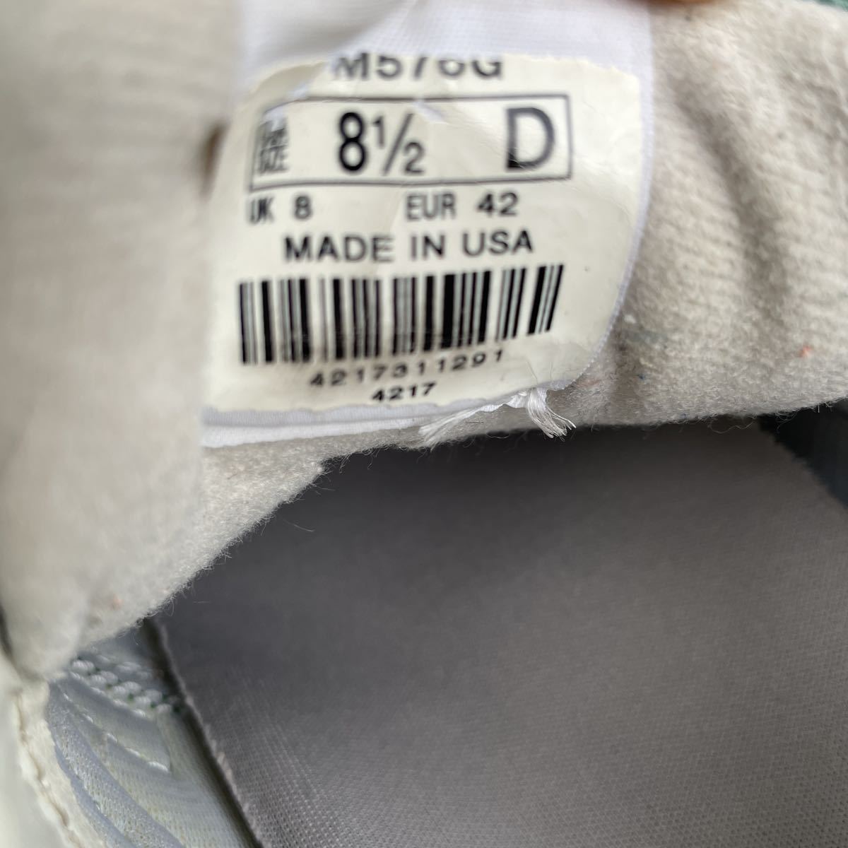 M576 G　ガラスレザー 　グリーン/ホワイト　NEW BALANCE 　アメリカ製　 26.5cm 【リペア済】_画像7