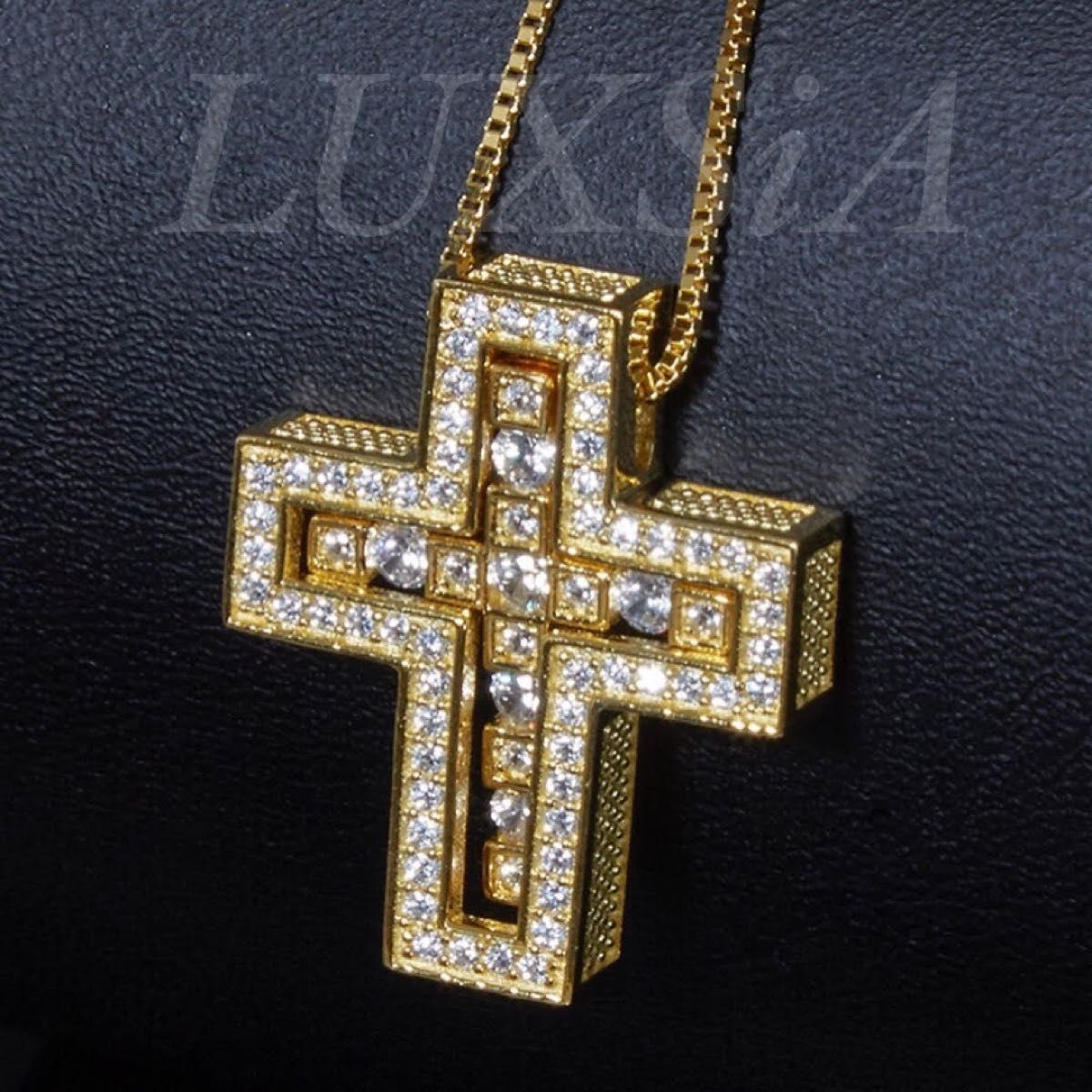 ダブル クロスネックレス 十字架 シルバー925 人工ダイヤモンド ジルコニア ゴールド　ベルエポック好きな方におすすめ！