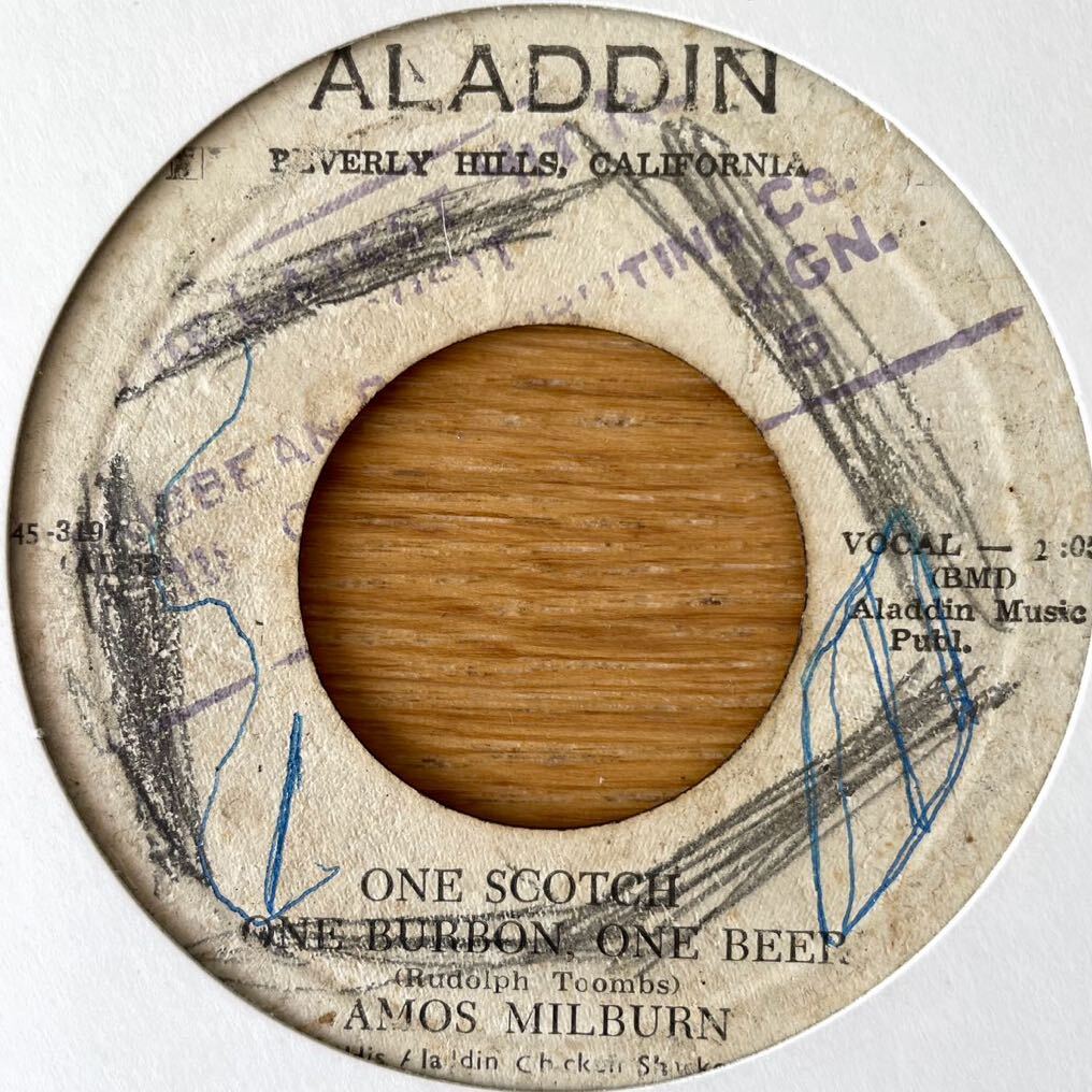 7'' Amos Milburn And His Aladdin Chickenshackers One Scotch, One Bourbon, One Beer/What Can I Do? 50s R&B jive mods gaz ska 60sの画像1