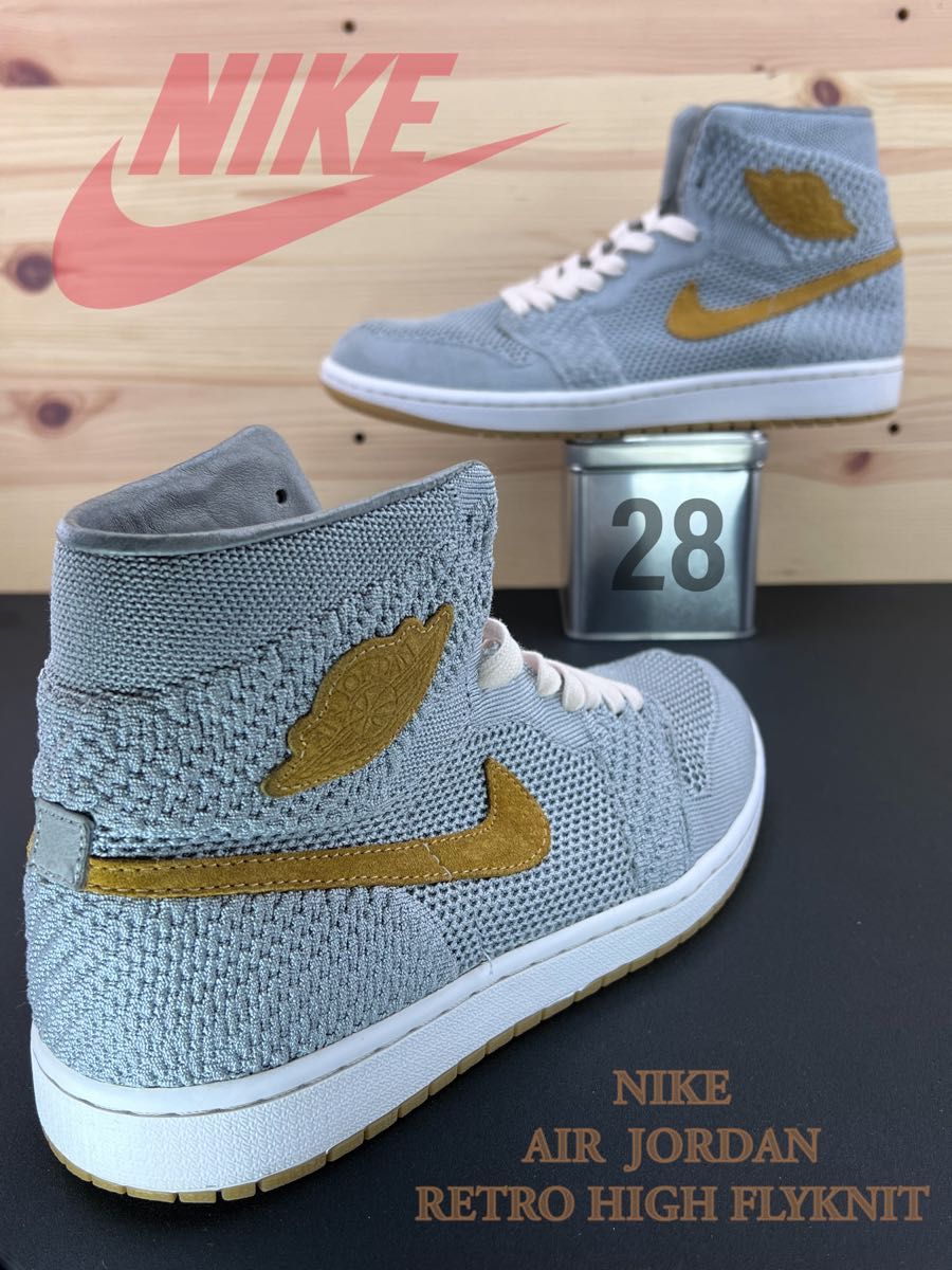 ナイキ　エアジョーダン1 NIKE AIR JORDAN 1 Retro High FLYKNIT Wolf Grey 28cm 