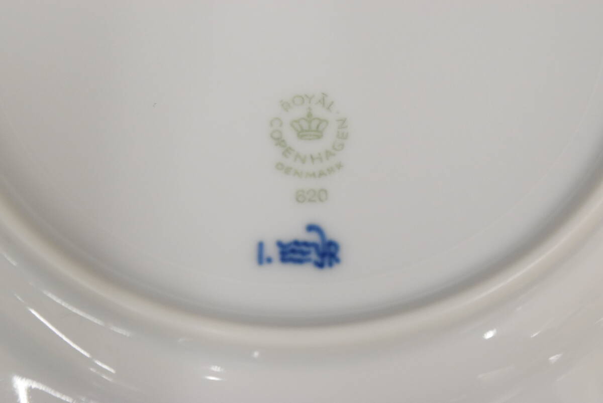 H★美品☆②Royal Copenhagen ロイヤルコペンハーゲン ブルー フルーテッド ダブルレース 620 約19㎝ 皿 食器 陶器 6枚セット★の画像3