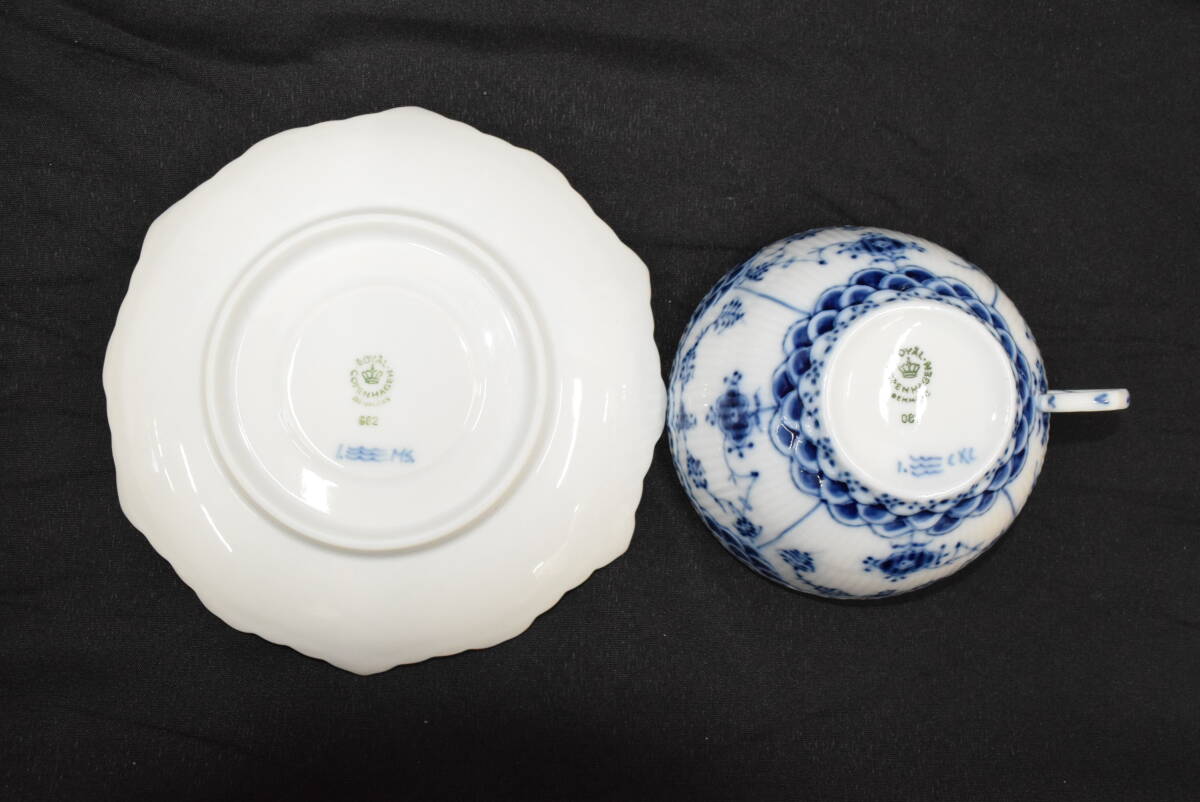 H★美品☆④Royal Copenhagen ロイヤルコペンハーゲン ブルー フルーテッド 081 082 カップ＆ソーサー 食器 陶器 6客セット★_画像7