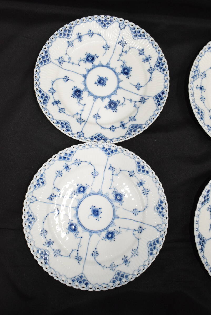 H★美品☆②Royal Copenhagen ロイヤルコペンハーゲン ブルー フルーテッド ダブルレース 620 約19㎝ 皿 食器 陶器 6枚セット★の画像9