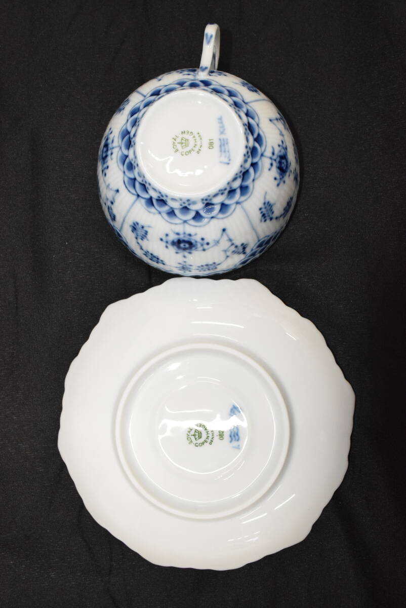 H★美品☆④Royal Copenhagen ロイヤルコペンハーゲン ブルー フルーテッド 081 082 カップ＆ソーサー 食器 陶器 6客セット★_画像3