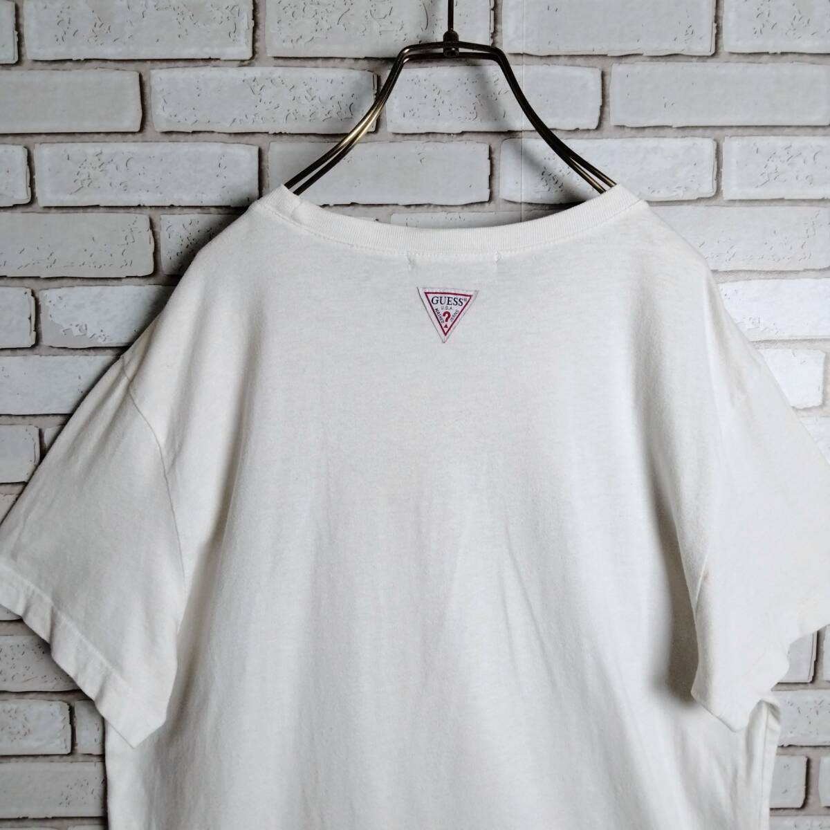 GUESS☆ゲス　Tシャツ　半袖　クルーネック　ビッグロゴ　刺繍　ワッペン　ホワイト　白　L_画像4
