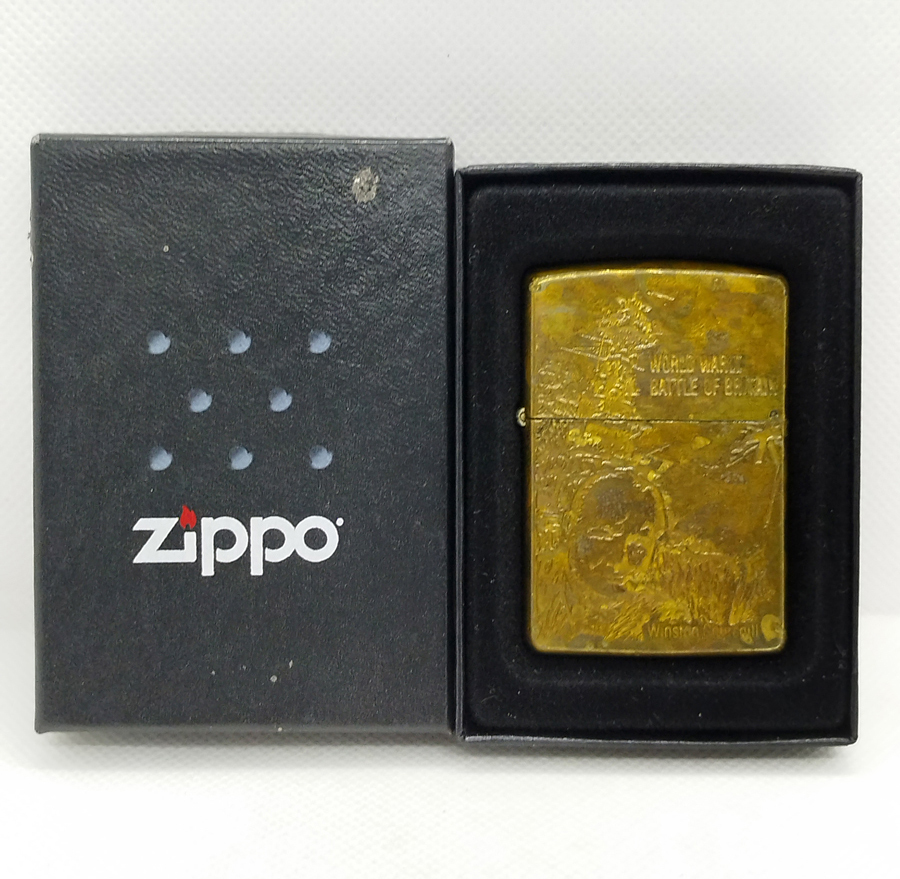 ◆ZIPPO ジッポライター ウィンストン チャーチル Winston Churchill ゴールドカラー 火花確認済 箱付きの画像3